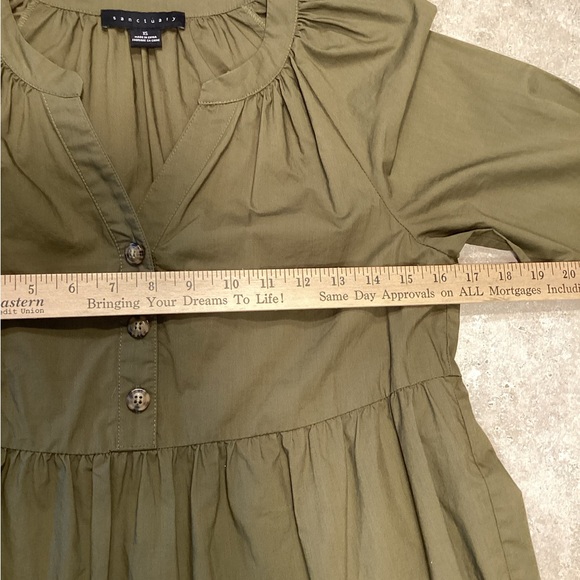 Sanctuary Button Babydoll Mini Dress Olive Size XS - Picture 6 of 10